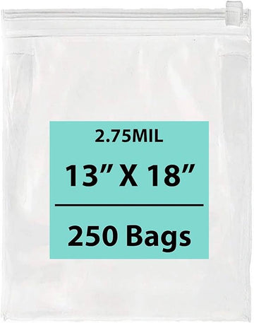 13X18 inches Resealable Poly Bags With Slide Seal 2.75 Mil (LDPE)